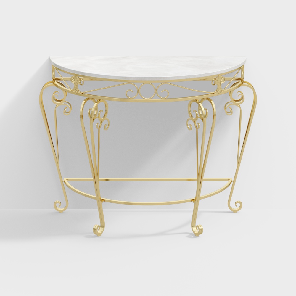 French Country Metal Console Table Classical Gold Frame Entryway Table