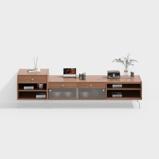 Nordic Solid Wood TV Cabinet 3D Model for Cozy Spaces