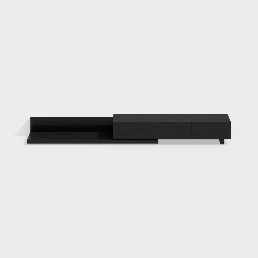 Soporte de TV extensible de madera rectangular Kayla Consola multimedia negra con 3 cajones