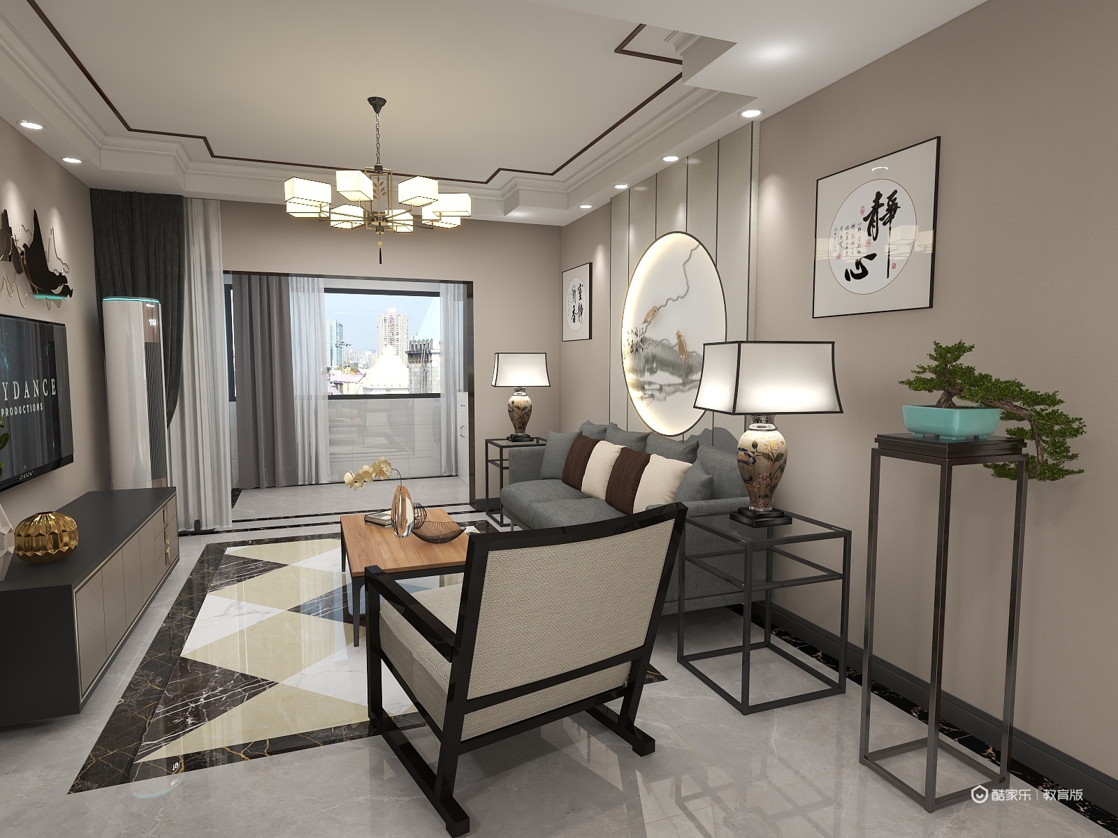 LU31-《简·宋》100方新中式平层装修效果图