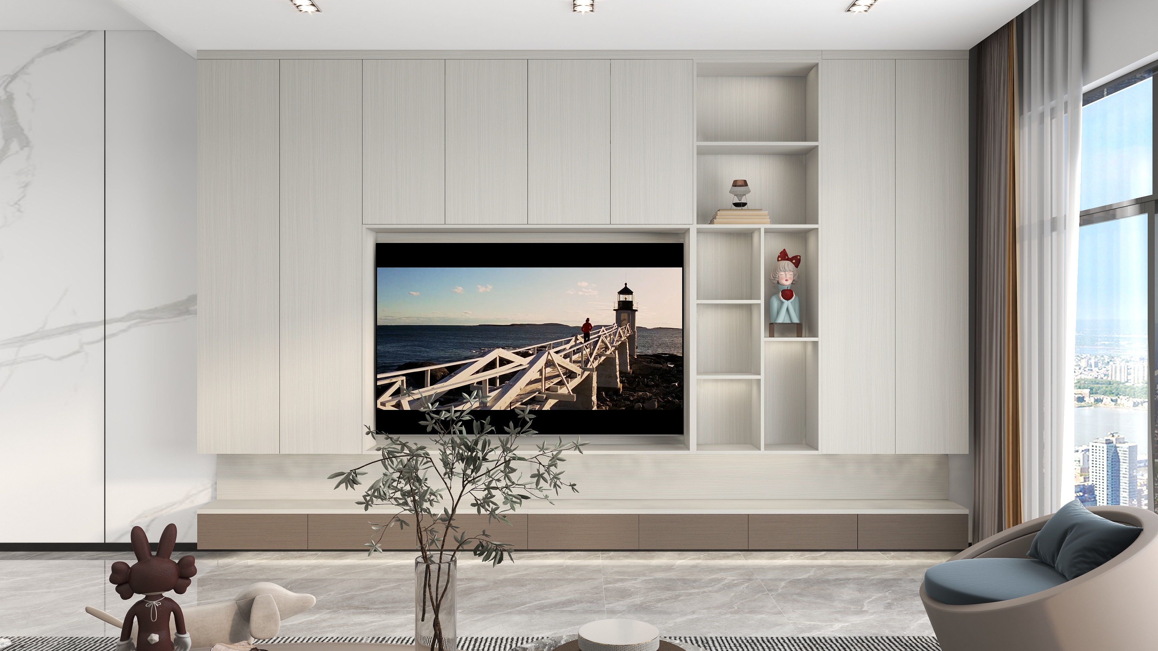 设计师申元-现代风格木色客厅电视柜-装修设计方案