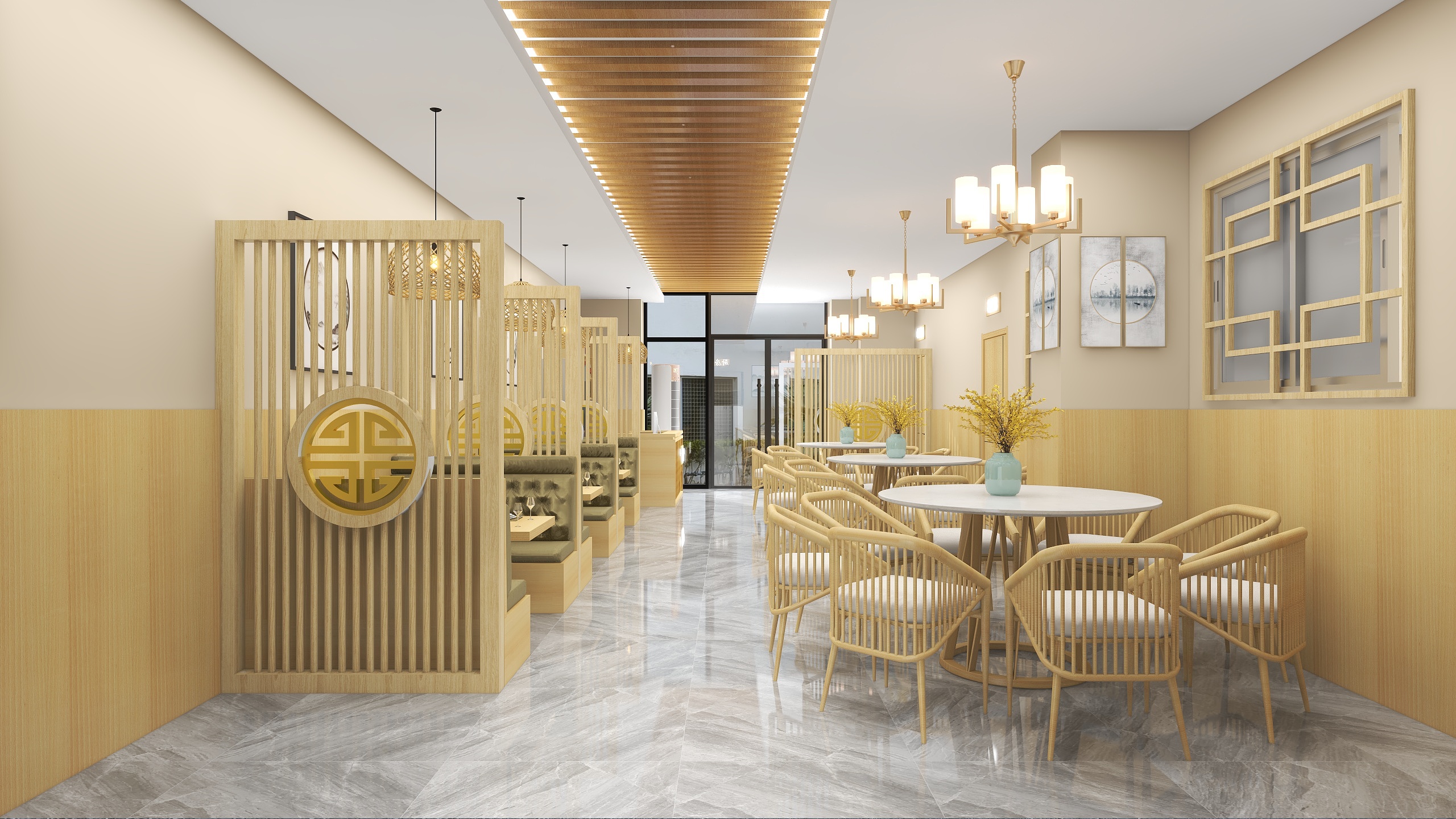 葉蒂-中央公馆幼儿园对面新中式中餐馆-装修设计方案