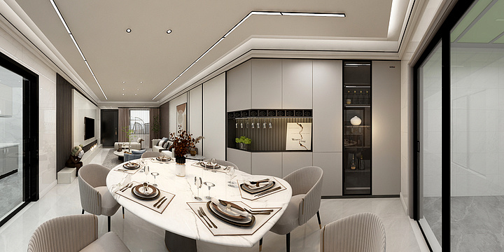 东易装饰工程有限公司-现代简约客餐厅-装修设计方案