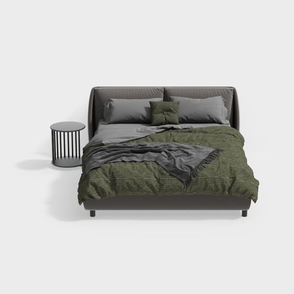 Minotti 现代绿色简约双人床