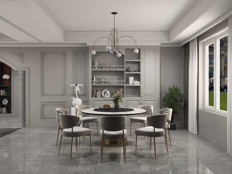 Modern Gray Dining Room with Elegant Details