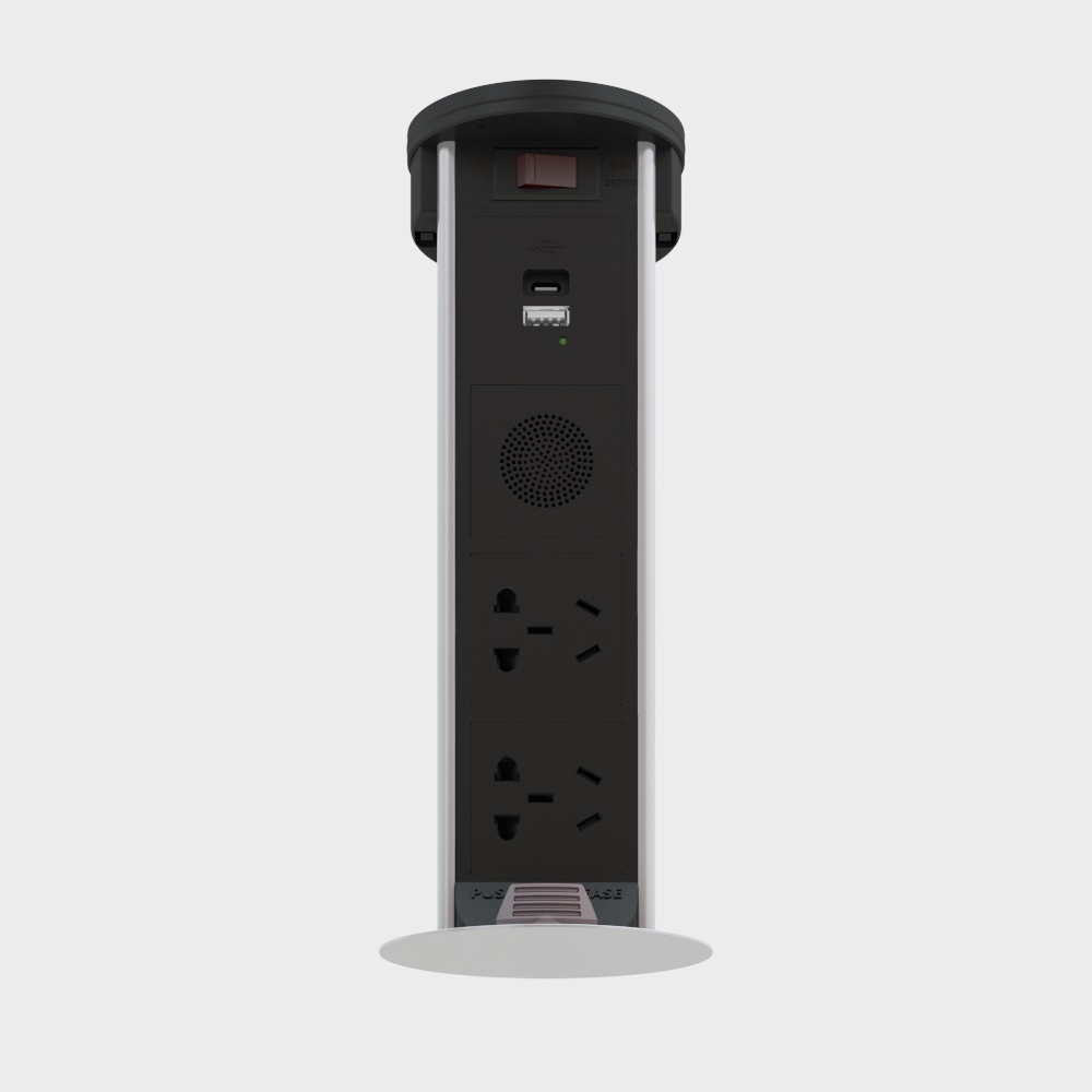 STP-2外发用（USB(A+C)+蓝牙音响+五孔+五孔）-银色插座