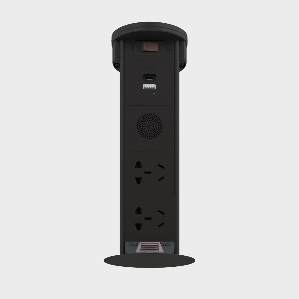 STP-2外发用（USB(A+C)+蓝牙音响+五孔+五孔）-黑色插座3D模型