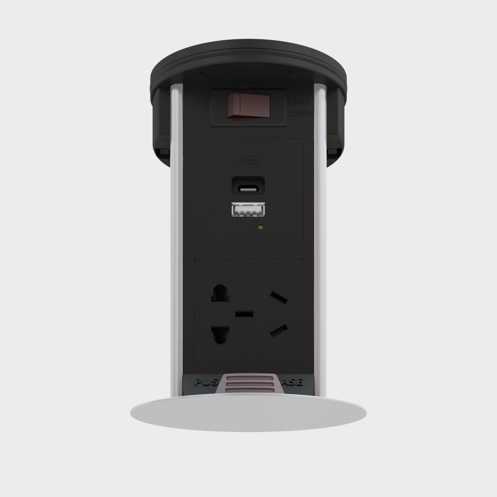 STP-2外发用（USB(A+C)+五孔）-银色插座3D模型