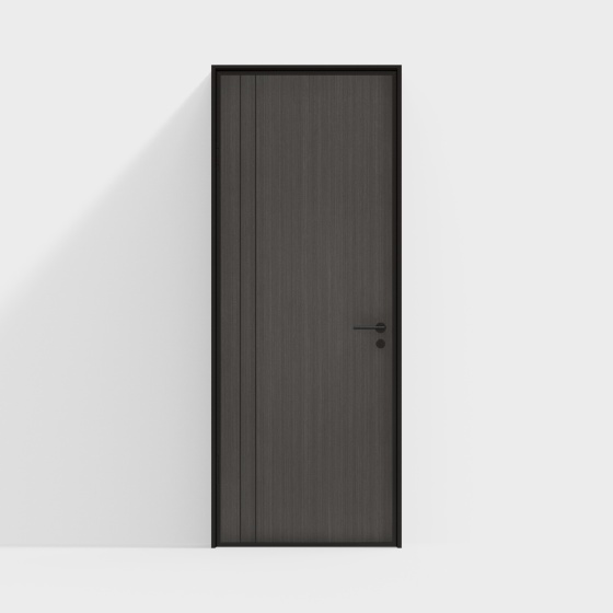 Modern bedroom with grey wood doors single door