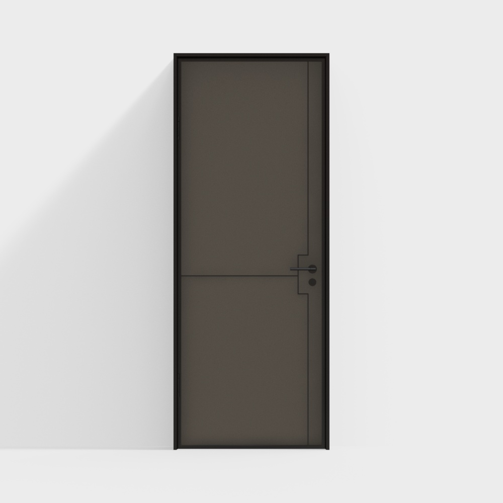 现代黑框卧室门单开门