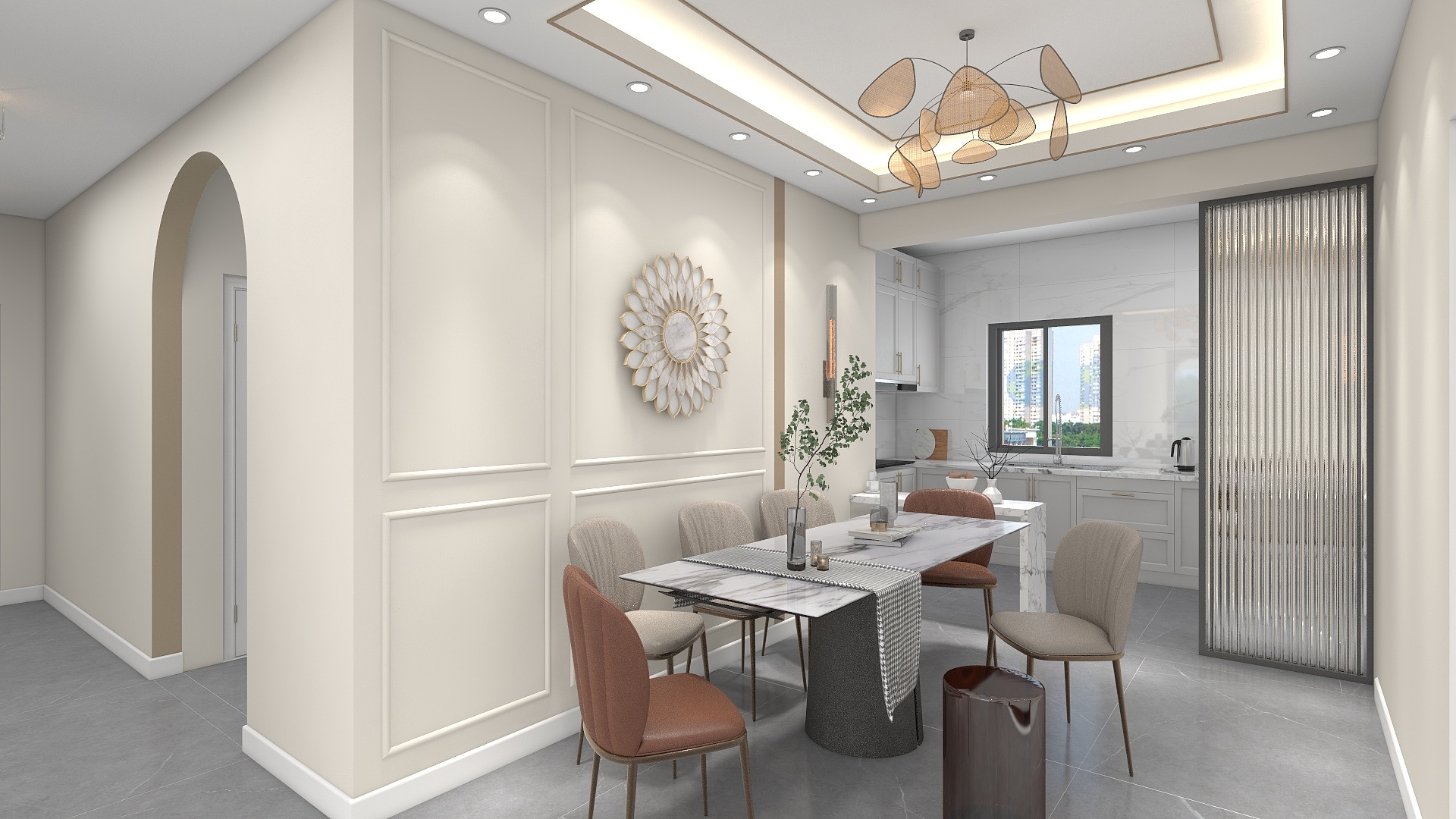 设计师言色-法式轻奢奶油色系三居室装修效果图