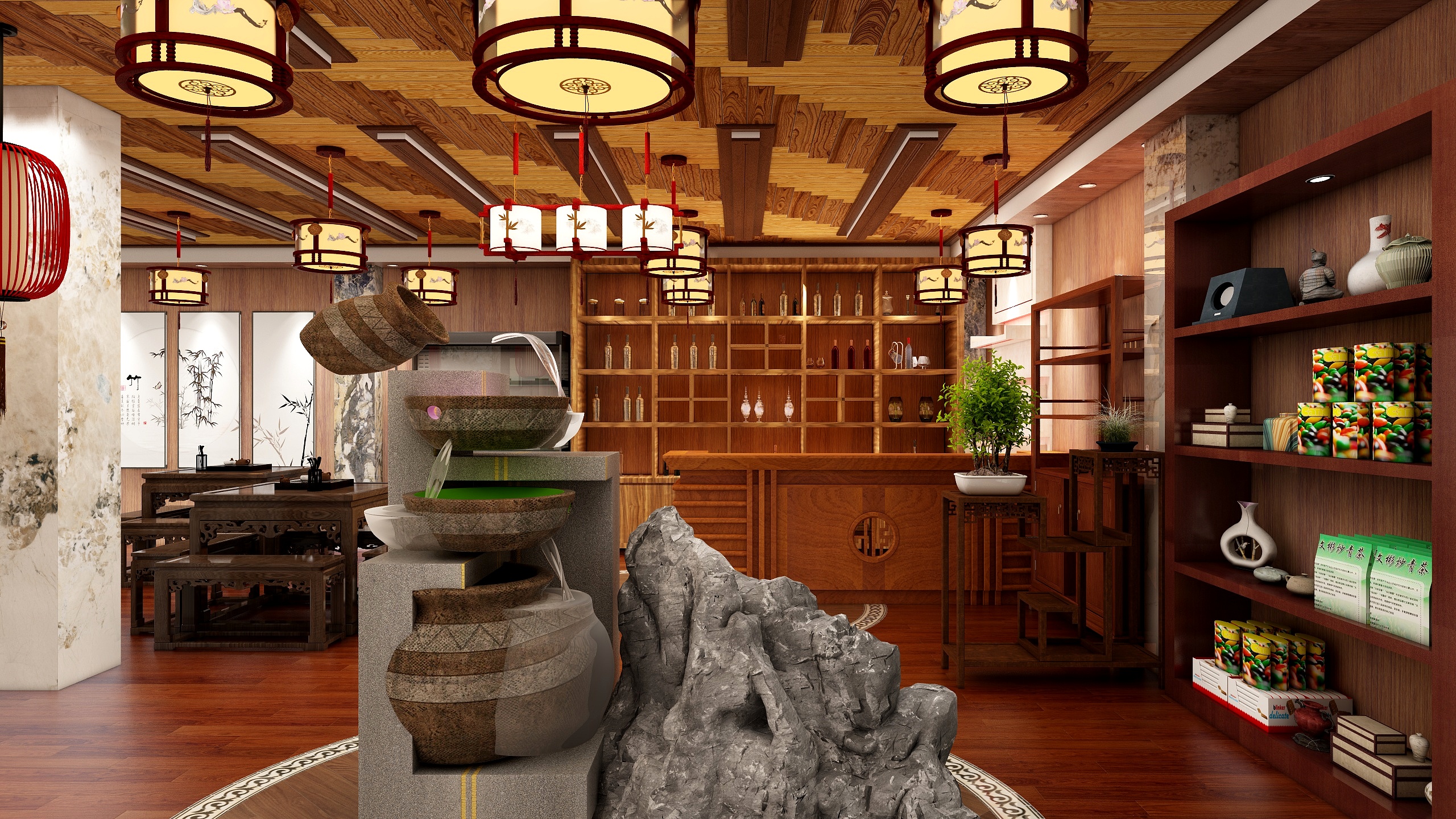 韩某TW-黑龙江农业工程职业学院-韩帅-新中式茶馆-装修设计方案