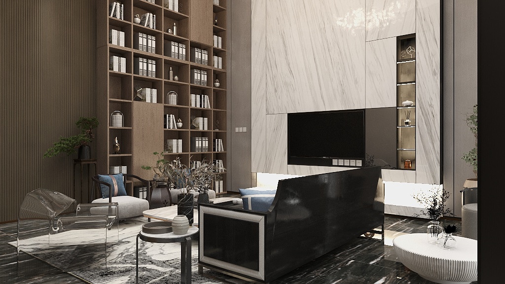 asap墨鱼-新中式客厅-装修设计方案