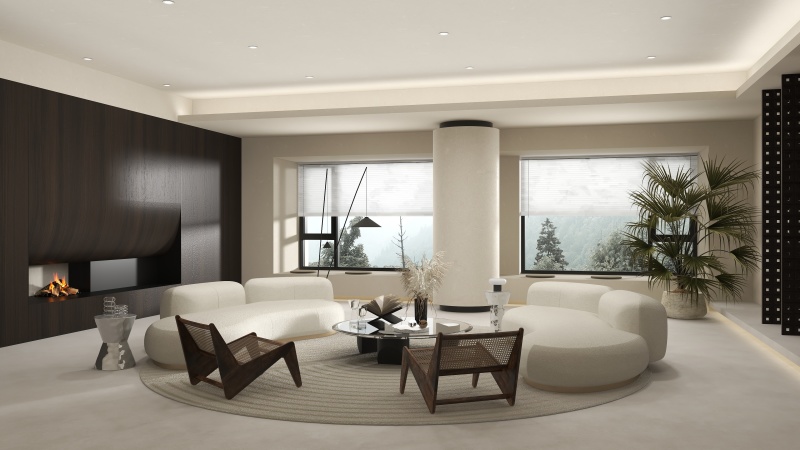 Modern Minimalist Living Room with Gray Tone
