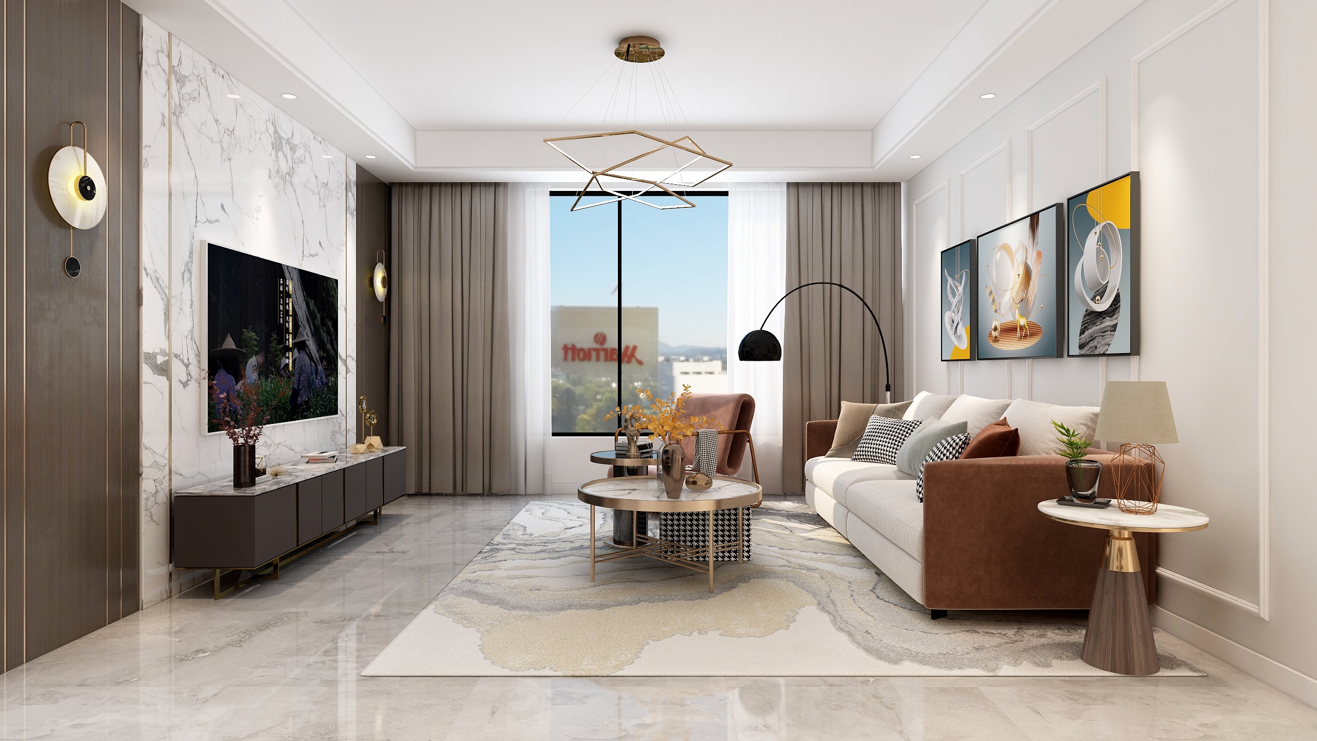 子叶设计-星河丨130平三室现代轻奢风-装修设计方案