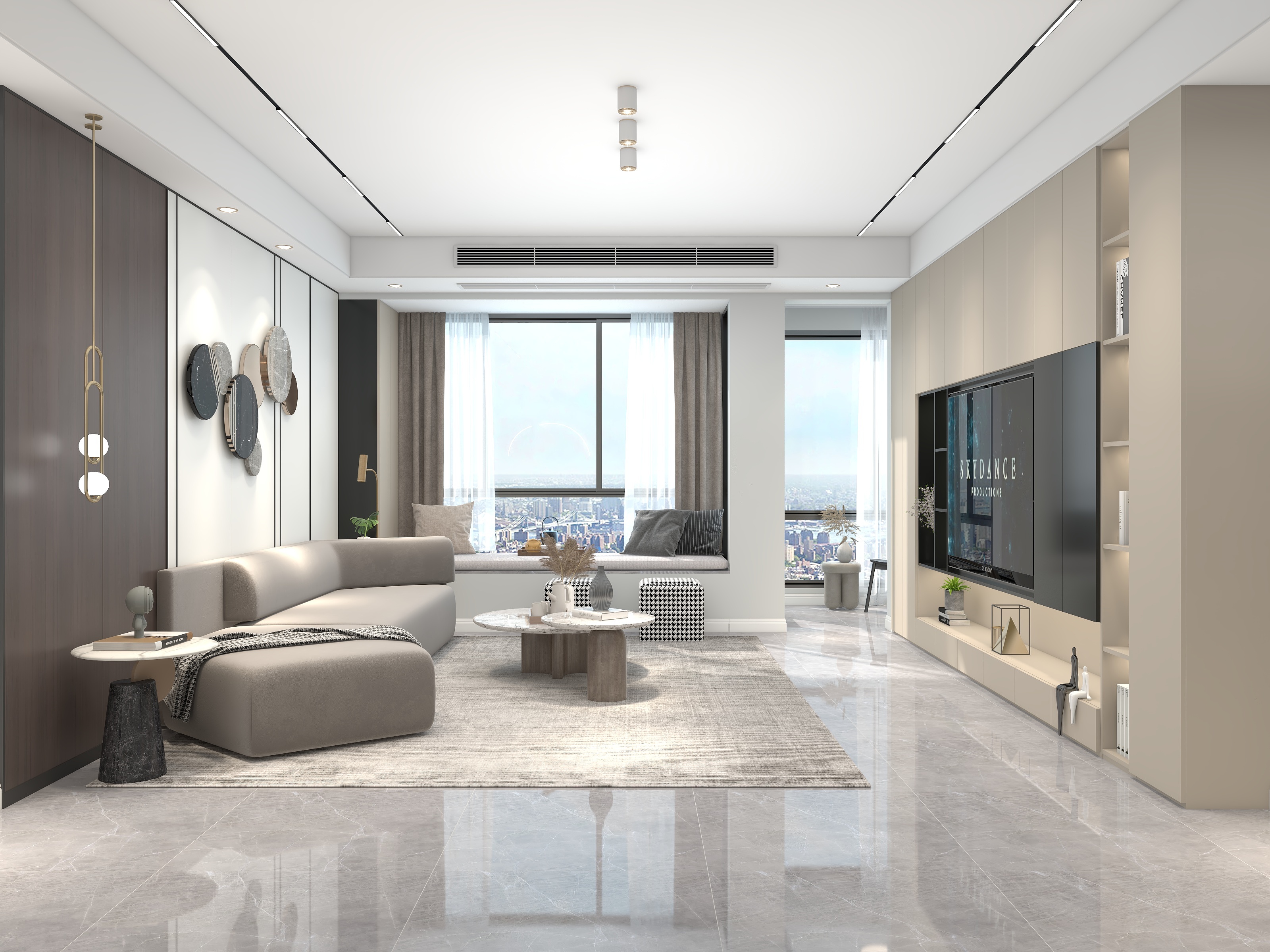 李立猛-无主灯设计——现代简约四居装修效果图