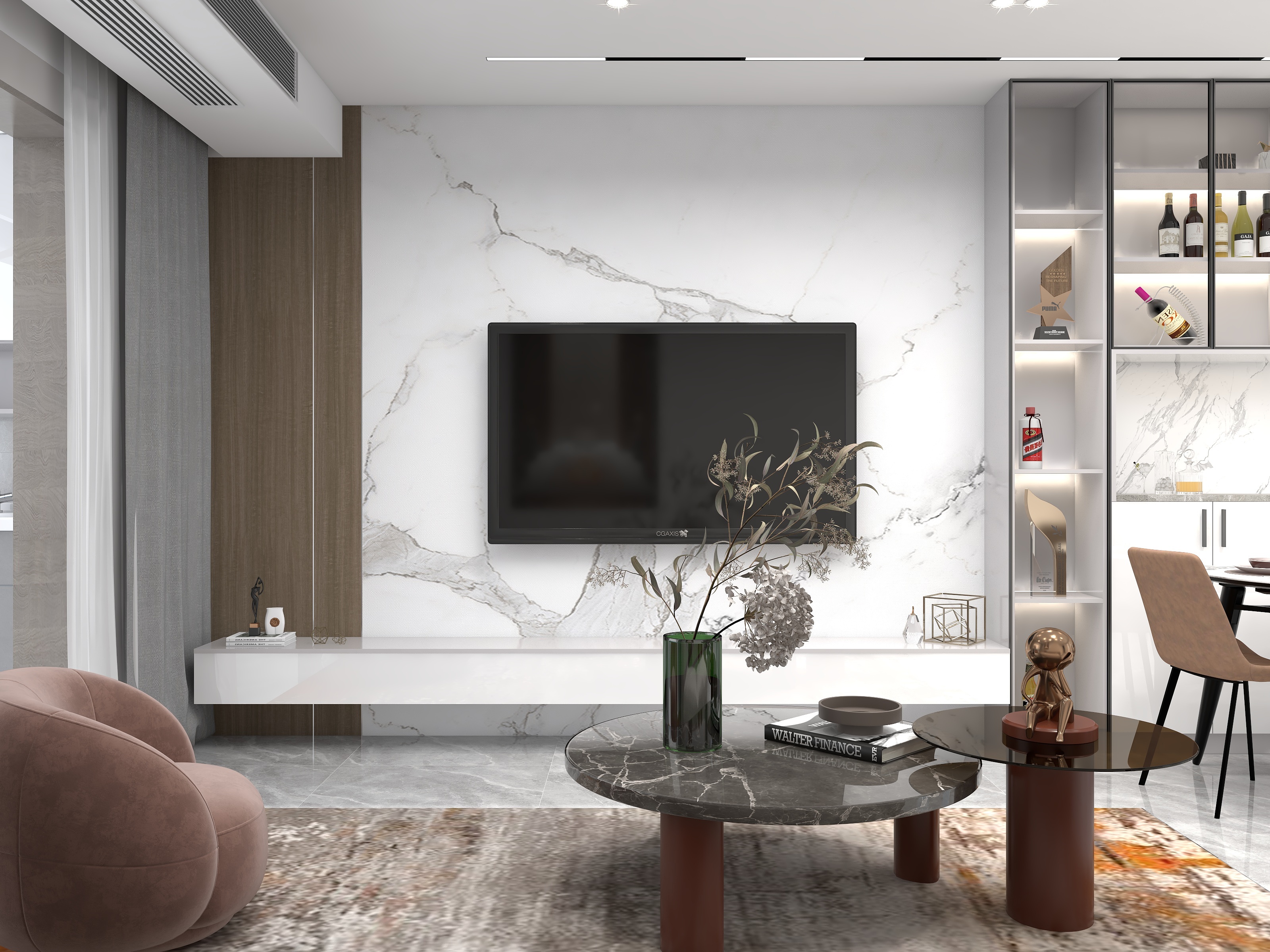 宁国上善若水-《翡翠》现代简约-100平3居-装修设计方案