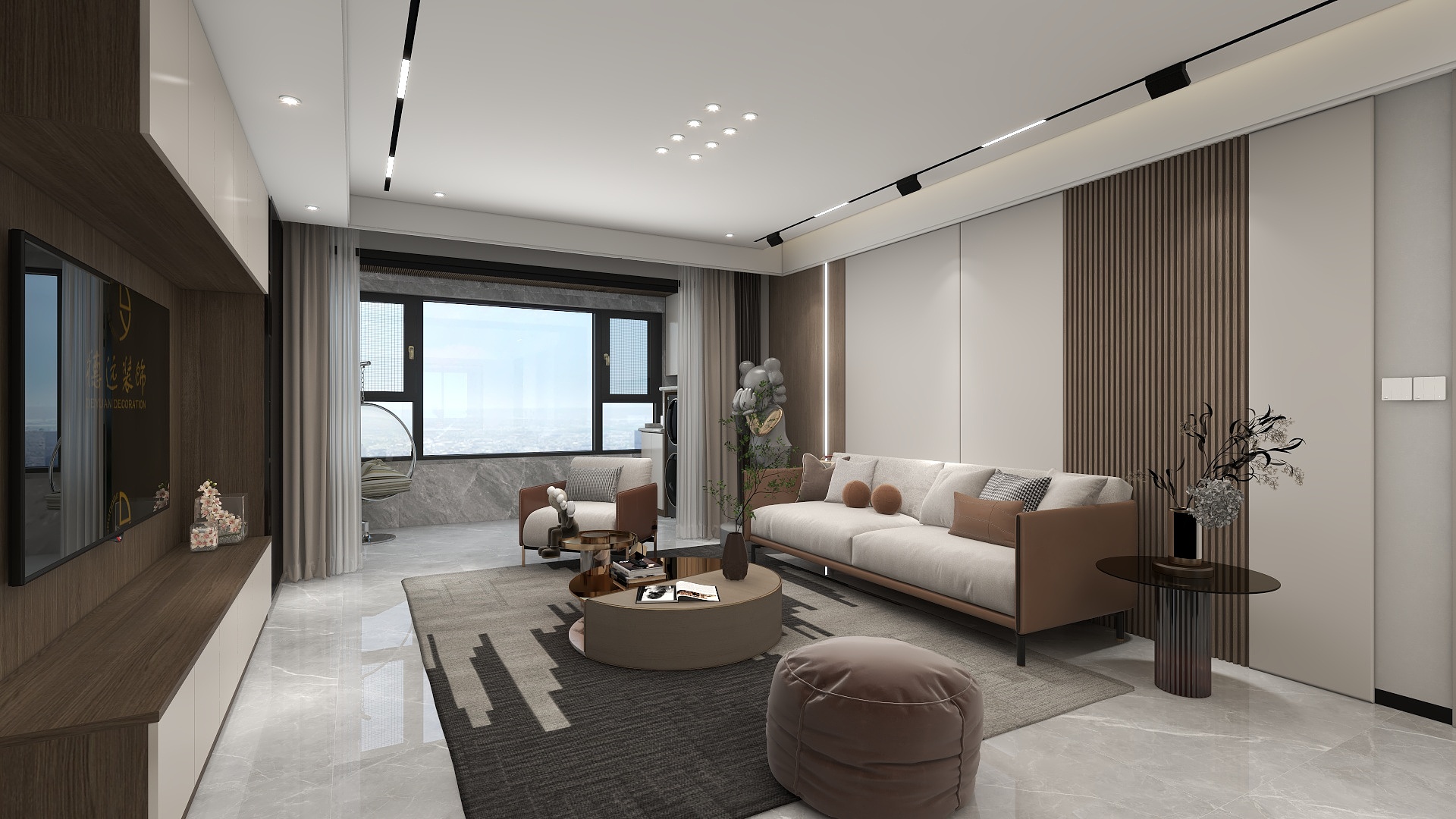 二木森-无主灯现代三居室装修效果图