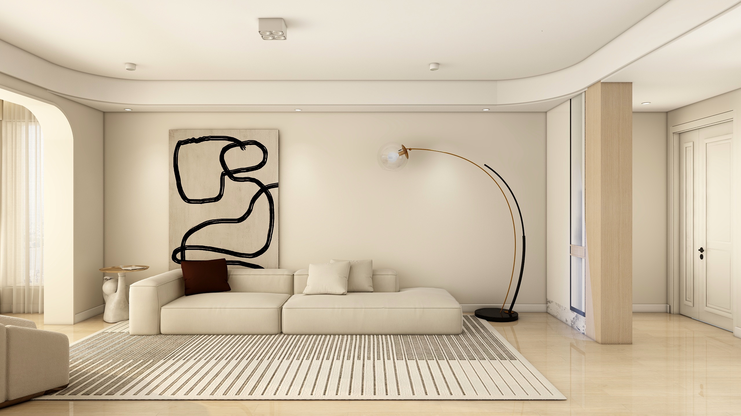 雨汐空间设计工作室-吉林延边-现代奶油风格-装修设计方案