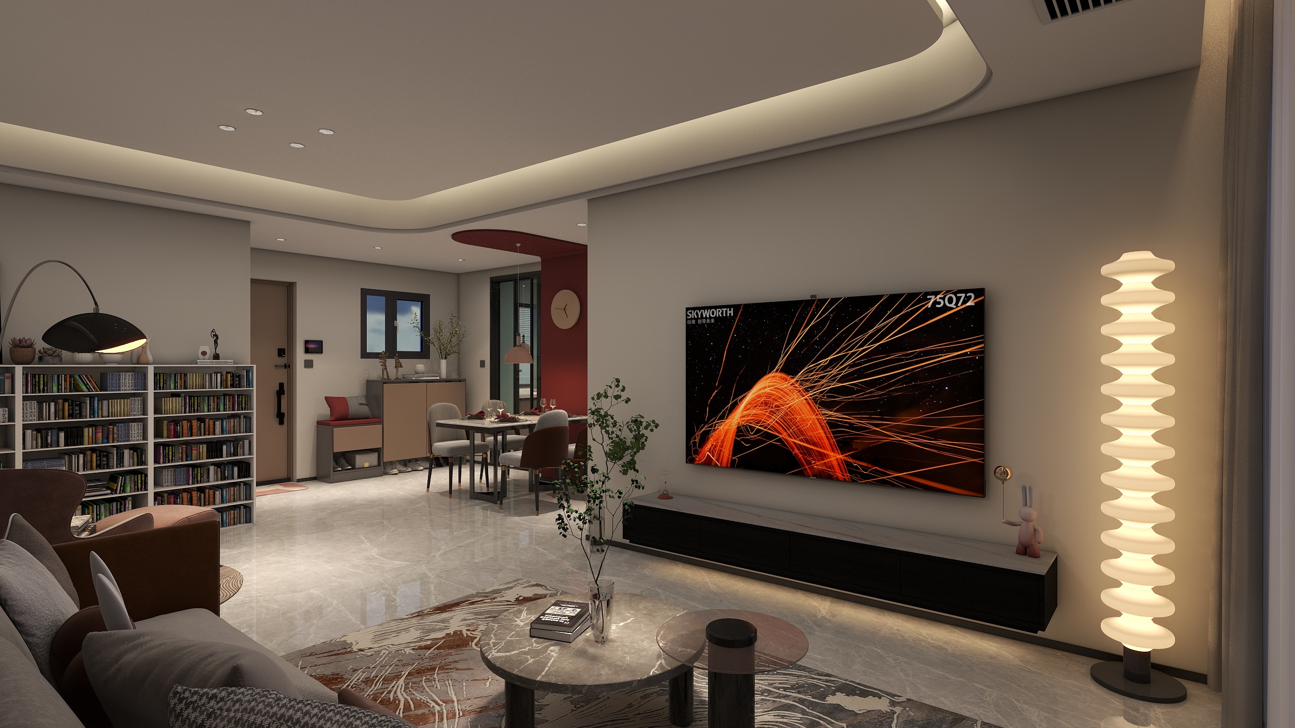 王飞丨星尘设计-德信海德公园83.00㎡A2’3室2厅1卫1厨装修效果图