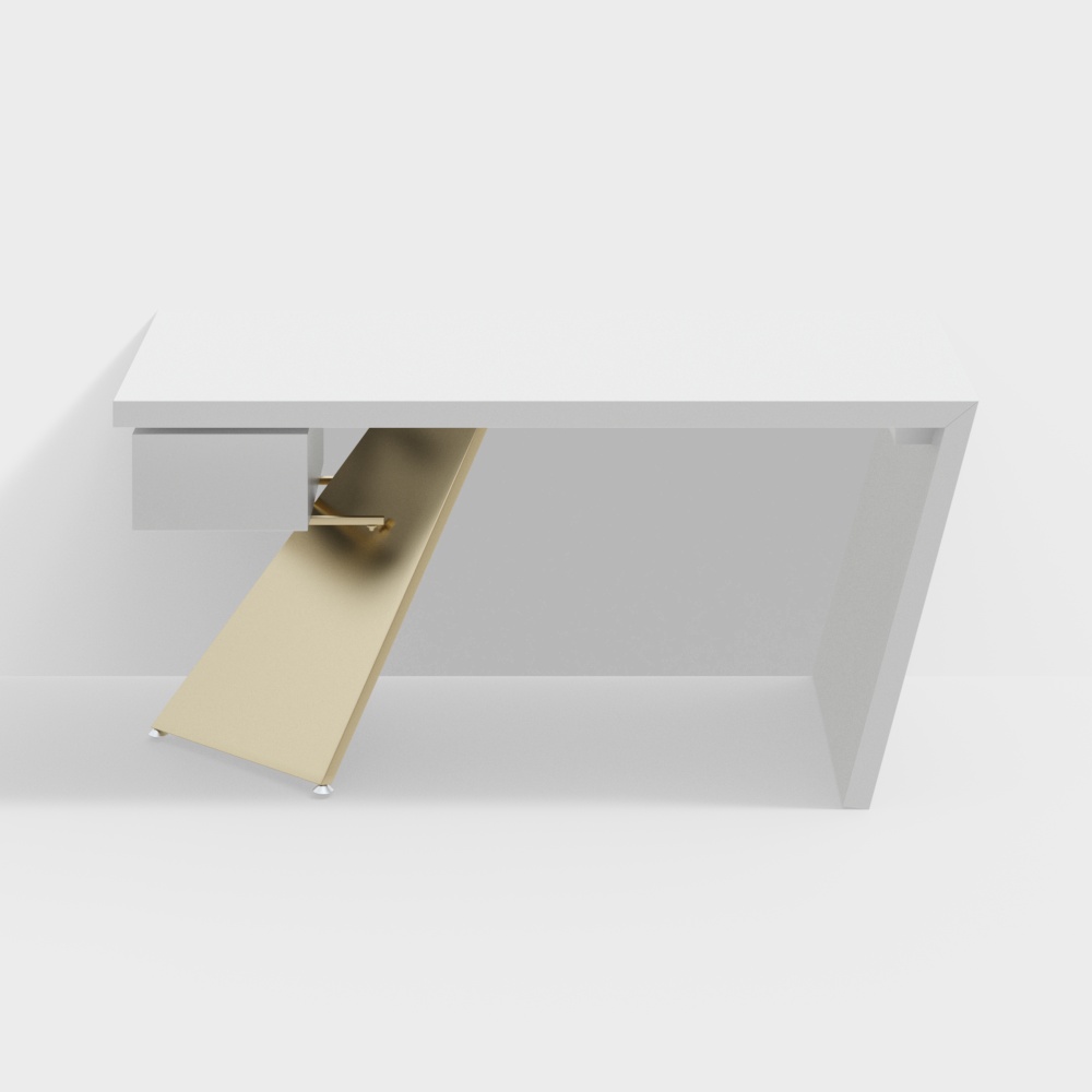 Cabstract Bureau moderne à tiroirs avec design abstrait en blanc et or