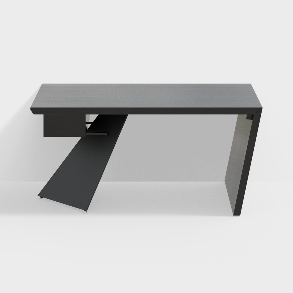 Cabstract 63" Modern Home Office Desk with Drawer Writing Desk in Black