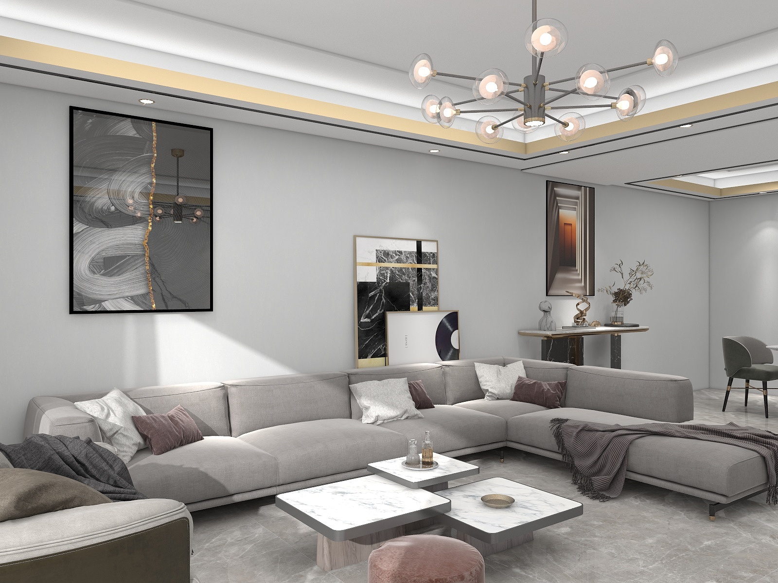 曹黄虎-49平轻奢客餐厅-装修设计方案