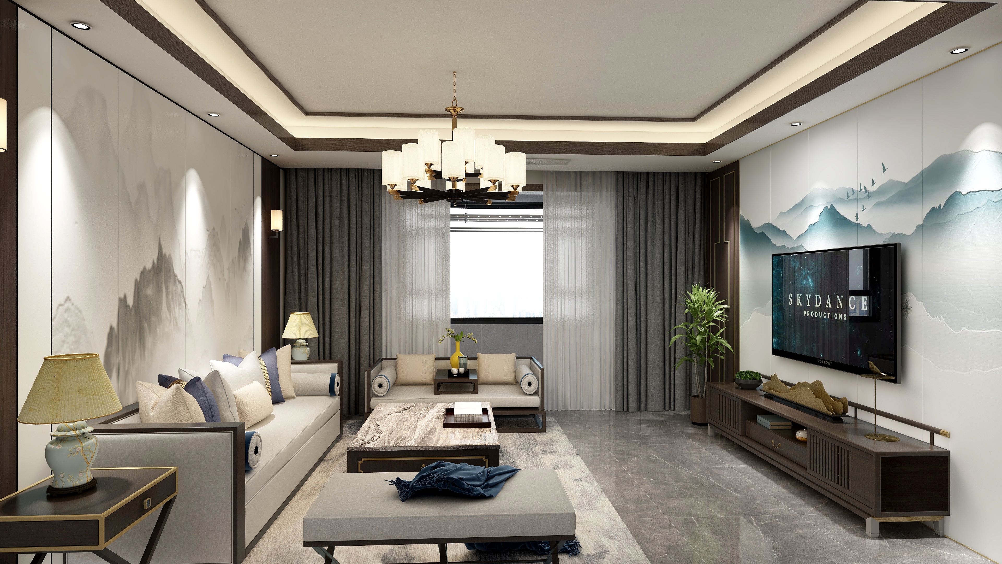 南京冠亚装饰设计有限公司4652-108平禅意新中式装修效果图