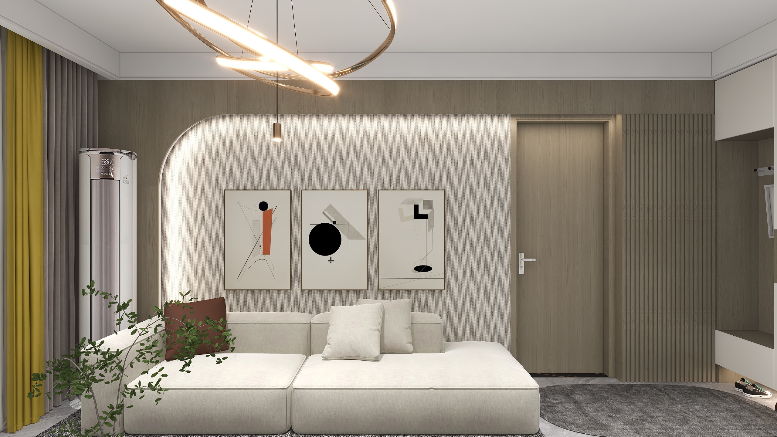 設計師WR-金秋泰和郡-轻奢背景墙-装修设计方案