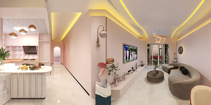 杨坤one-德信海德公园83.00㎡A2’3室2厅1卫1厨-装修设计方案