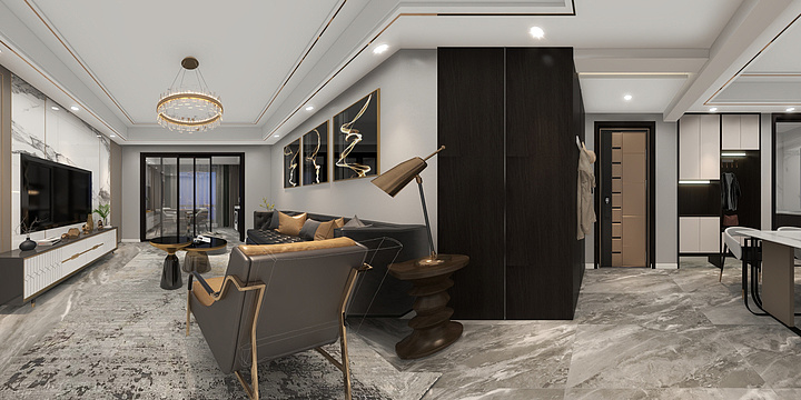 一叶设计机构-博森1栋一单元2501现代轻奢风格-装修设计方案