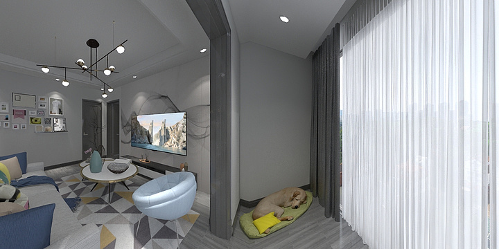 QH室内设计-瑞和园89.50㎡B户型3室2厅1卫-装修设计方案