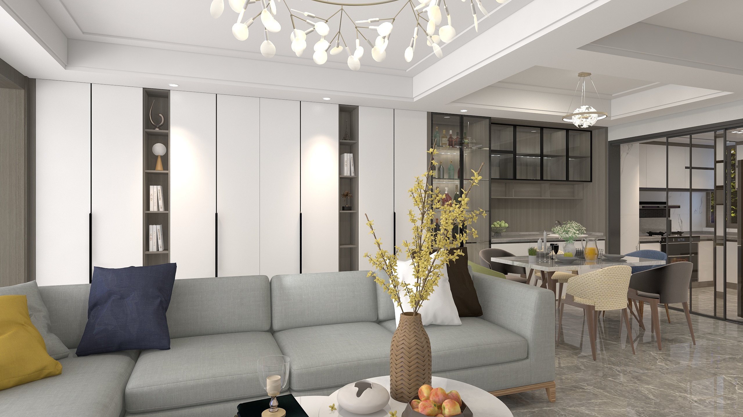 艾格全屋定制-90m²现代极简全屋定制-装修设计方案