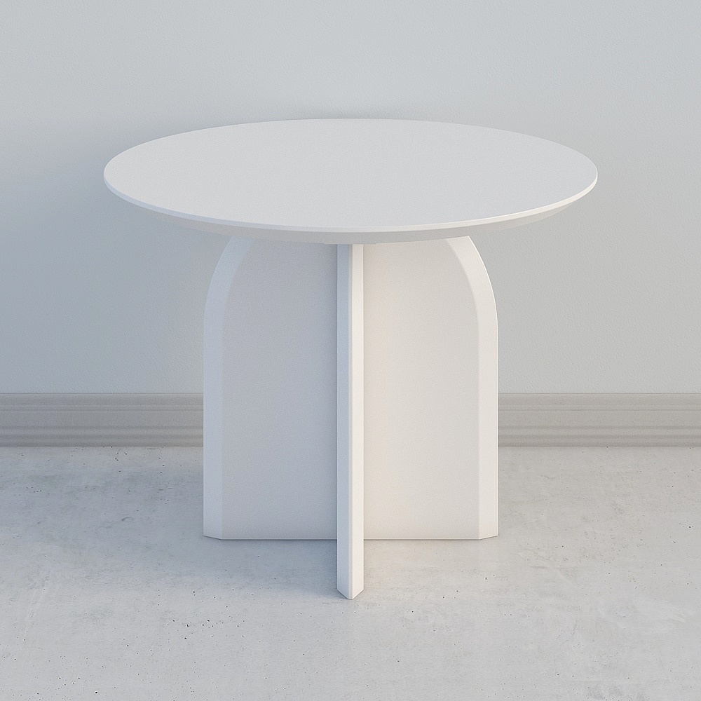 1000mm Modern Round Dining Table for 4 White Solid Wood Tabletop Pedestal Base