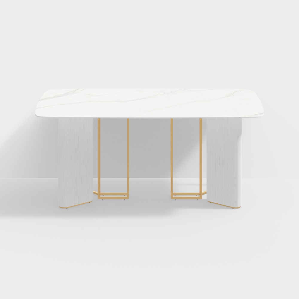 Table à manger rectangulaire en faux marbre de 1800 mm pour base de piédestal pour 8 personnes