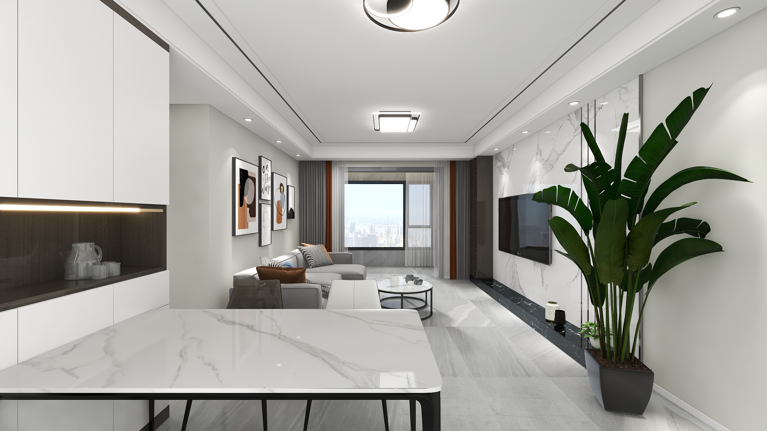 郭涛-110㎡简约居家风效果设计装修效果图