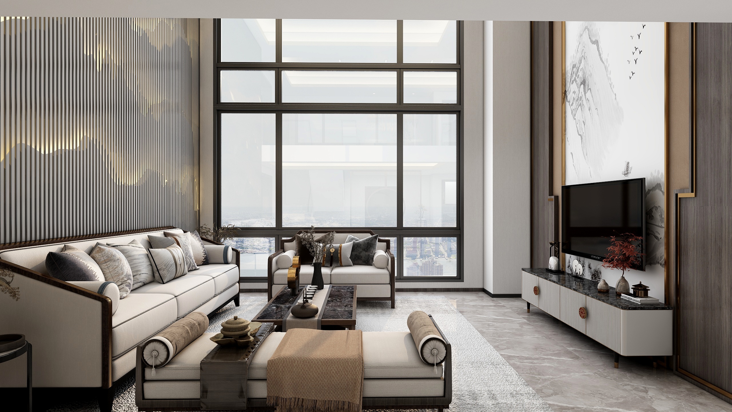 乐毅-意韵东方-新中式别墅162.95m²装修效果图