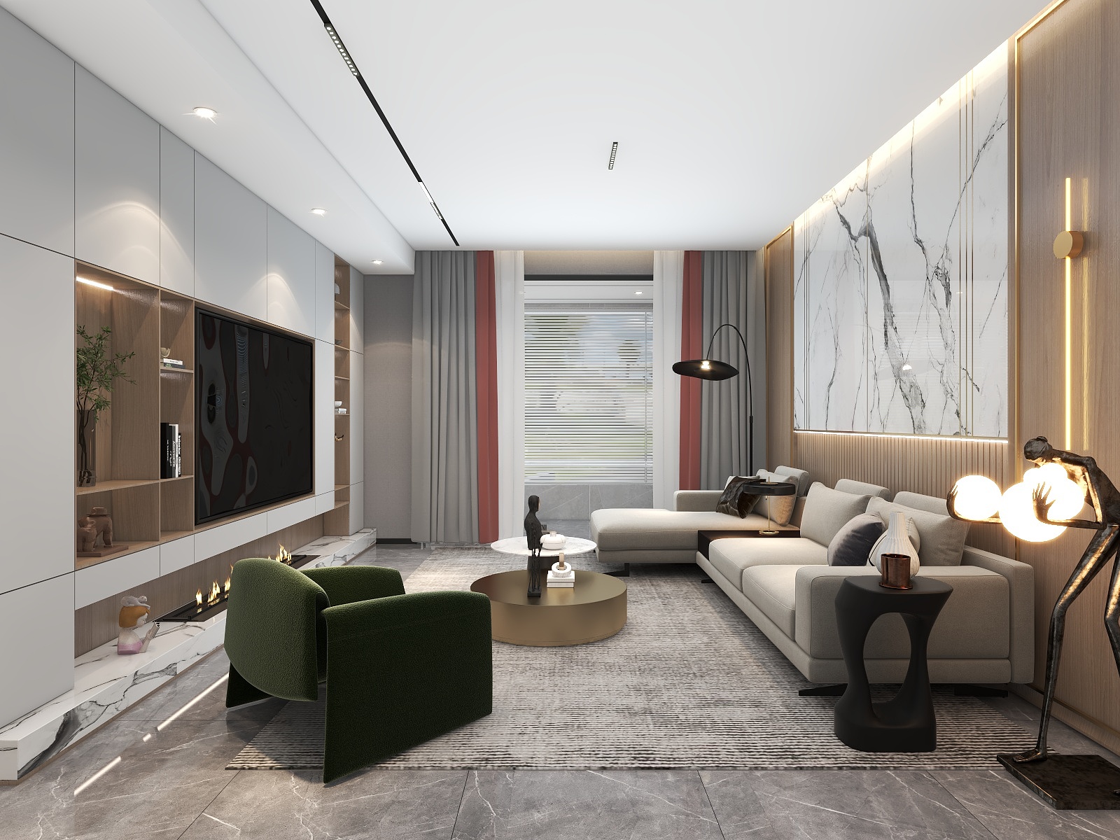 吴爽-现代轻奢无主灯三室装修效果图