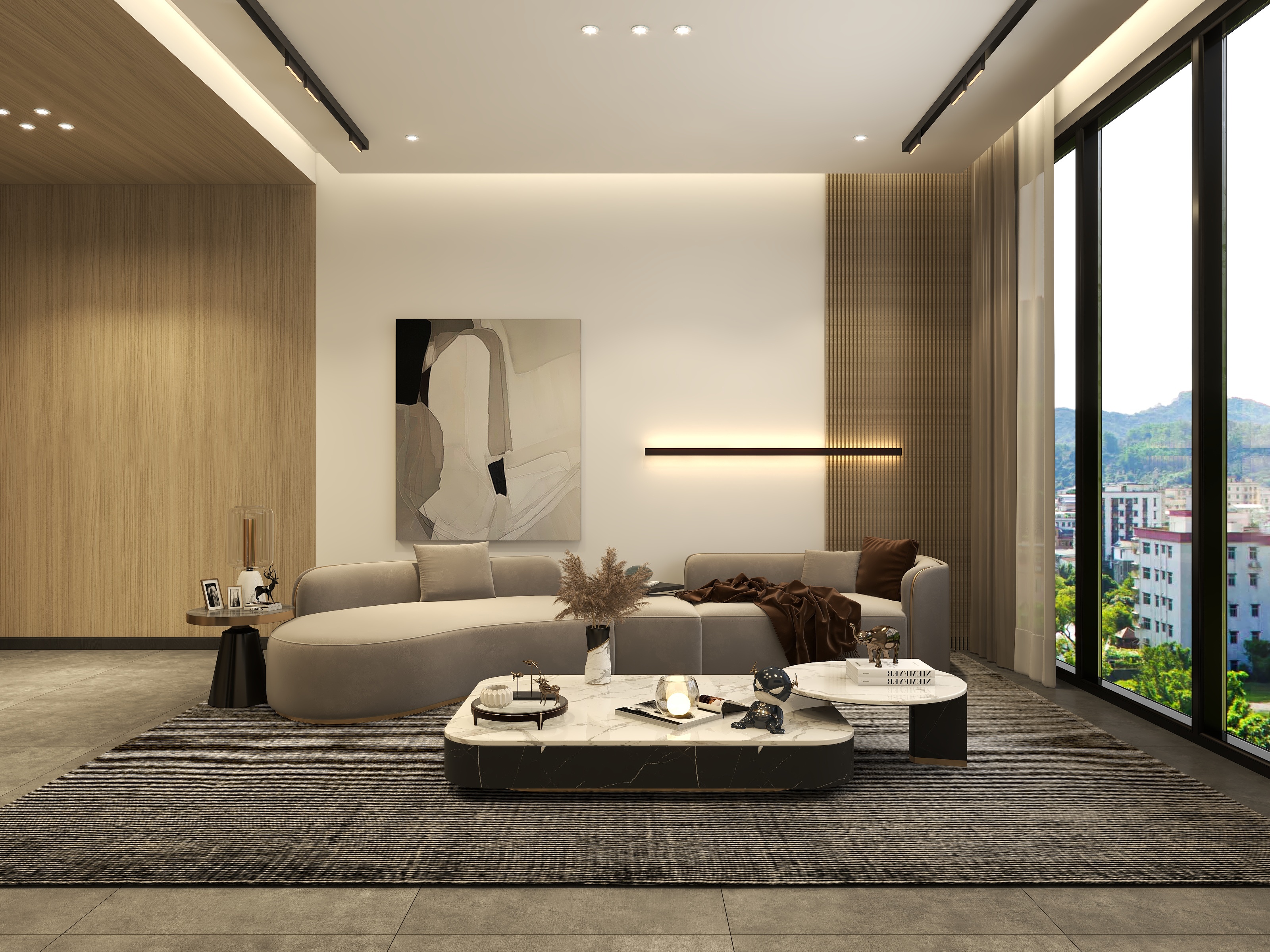 设计师王子璇-原木与白-原木风-130平3室3卫1厅-装修设计方案