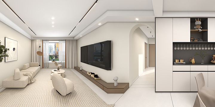 设计师杜要要-奶油风格-客餐厅-装修设计方案