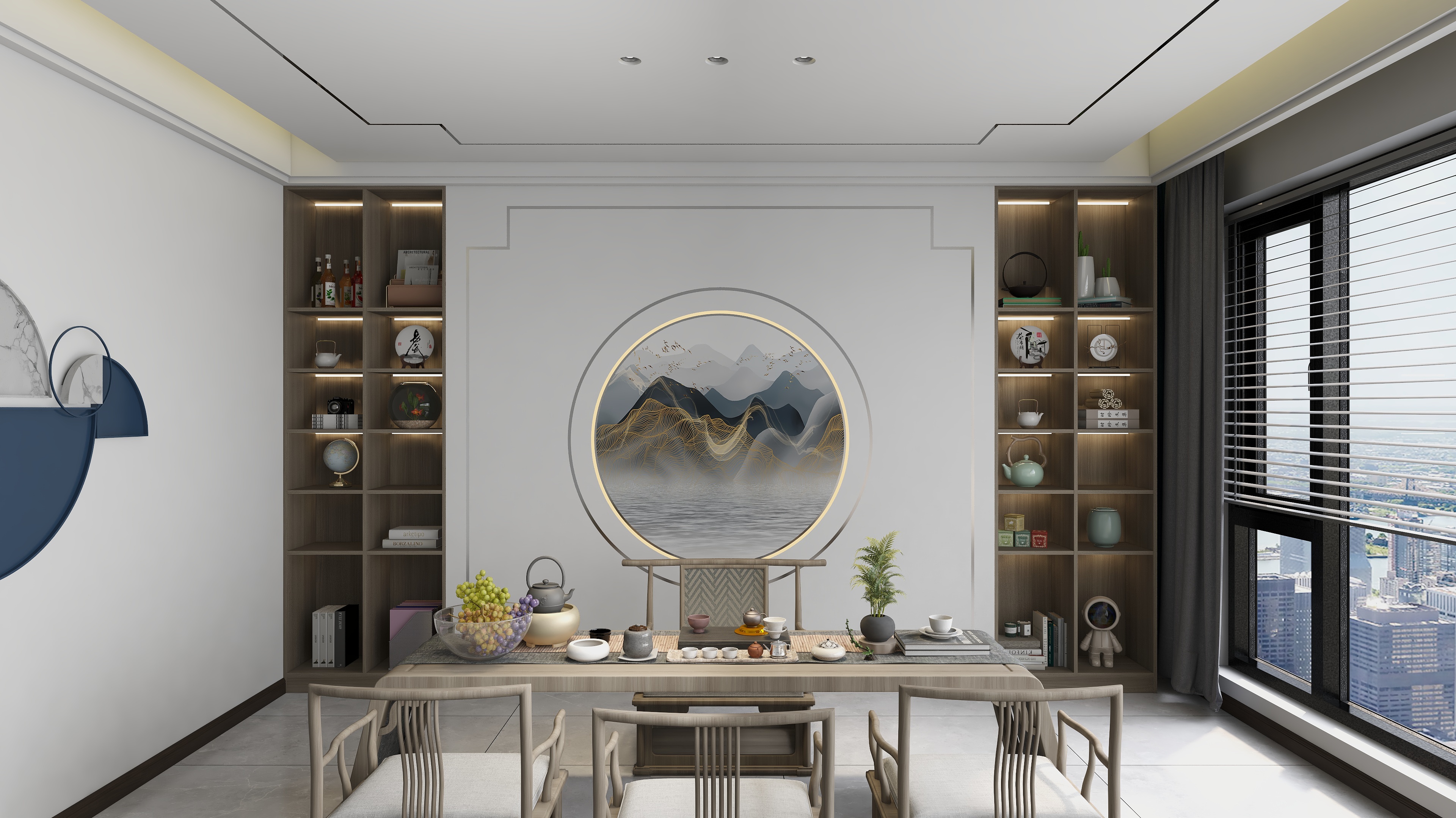 ZK空间设计-现代中式茶室、卧室-装修设计方案