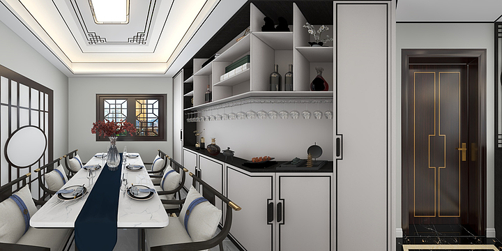 马钰6994-129平新中式3居-装修设计方案