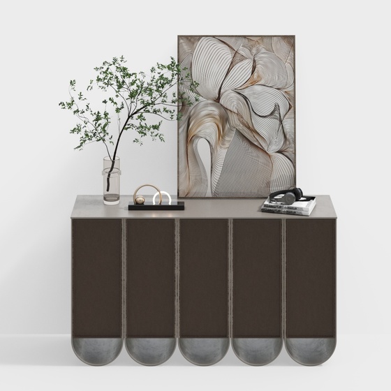 Elegant Brown Entrance Cabinet 3D Model for Welcoming Spaces