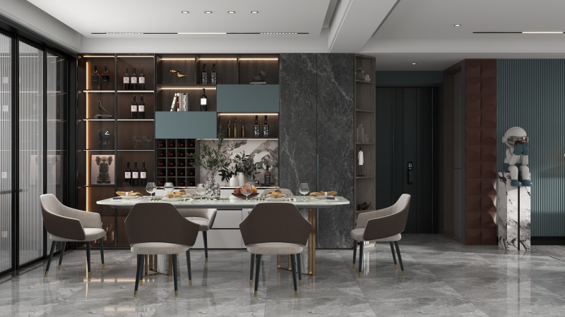 Modern Artistic Dining Room with Brown Touches