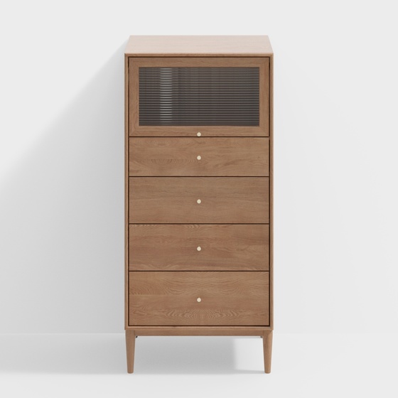 Simple Log Style Cabinet 3D Model in Natural Finish