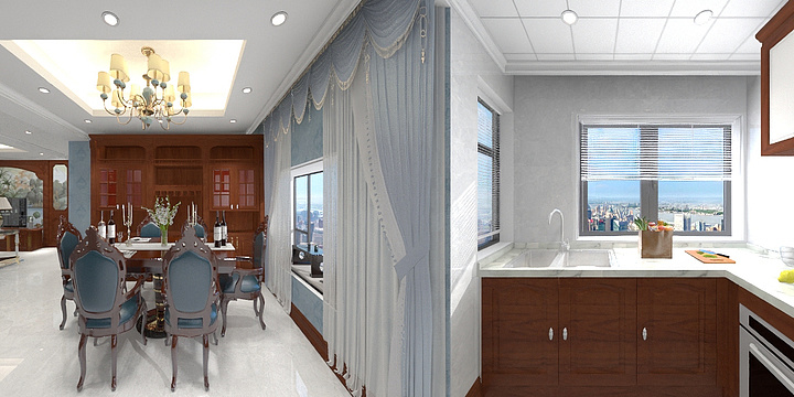 孙西鹏-经典美式3居室--木韵红缨-装修设计方案