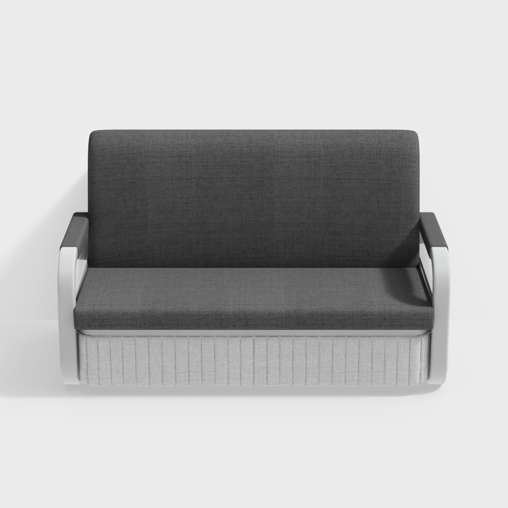  Sofá cama convertible moderno de color gris claro, tapizado de algodón y lino con almacenamiento
