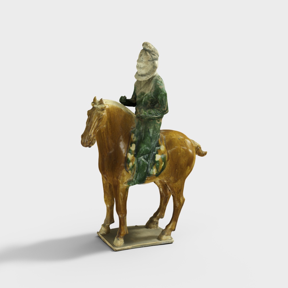 三彩胡人骑马俑
