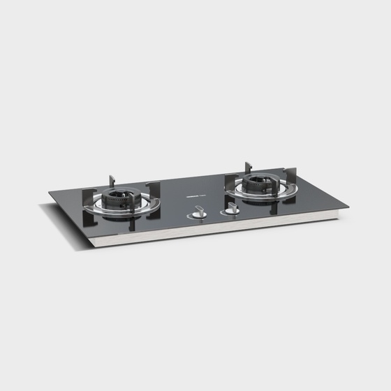 Modern Black Gas Stove 3D Model by Boss