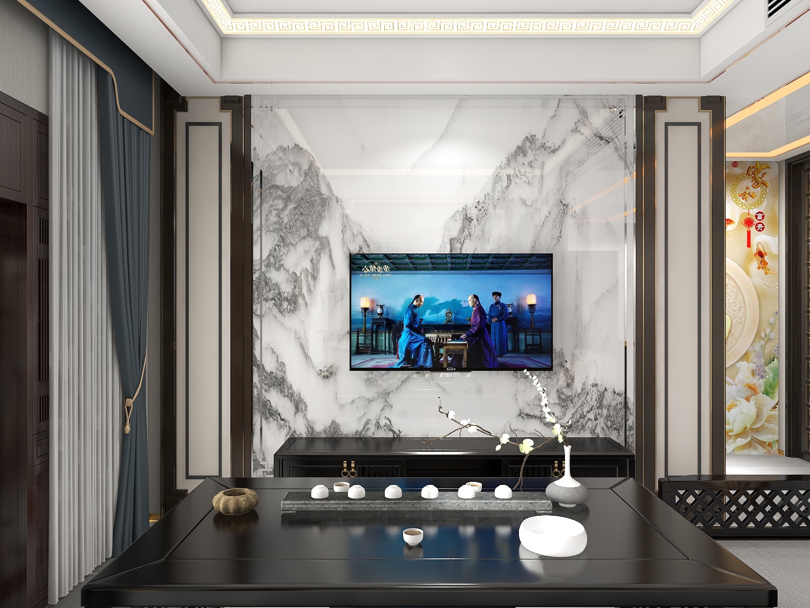 空间设计颜斌-公园印象美园117平米新中式装修效果图